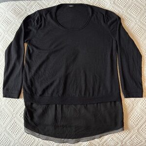 Riani merino wool silk black and grey lightweight sweater, fits medium large